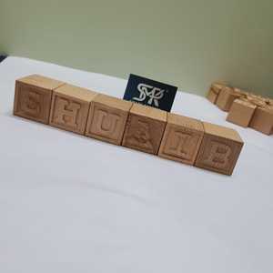 Wooden <b>Alphabet</b> <b>Blocks</b> Set Handmade Learning Toys for Letter Recognition Early Childhood Development Natural Crafts - Product Image 3