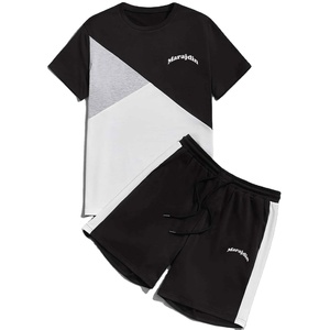 Mens High Quality 100% Cotton Twin Set Casual Summer Sports Suit Fitness Breathable <b>Track</b> <b>T</b>-shirt Shorts Including Tee - Product Image 5