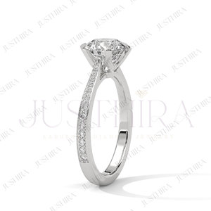 Most Selling Minimalist Round Cut Pave Settings Diamond <b>Ring</b> for Everyday Wear Office Use and Elegant Styling Available In Sale - Product Image 5