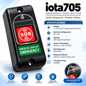 iota705 AIS-140 iota Interruptores de pánico de emergencia internacionales - Plástico negro 1 año de garantía - Product Image 3