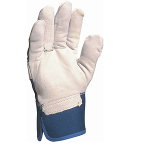 Gants de travail en cuir de vache résistants à la chaleur Vantrex Industries, bleu et blanc, résistants à l'abrasion, usage général, niveau de protection contre les coupures ANSI/ISEA 1 - Product Image 3