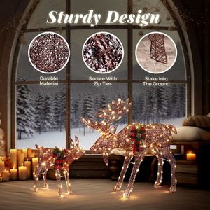 Guirlande lumineuse en cuir 200 LED motif famille de moutons, 1,2 m, 30 V, 3,6 W, décoration de jardin, 2 pièces, marron, lumières de Noël - Product Image 4