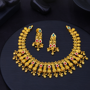 Conjunto de Collar y Pendientes de Oro Antiguo con Diseño Tradicional de Templo, Joyería Nupcial para Mujer, para Bodas - Product Image 3