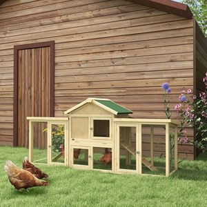 Pollaio in Legno a Doppio Recinto con Nido e Rampe con Vassoio Rimovibile, Gabbie per Animali Tipo H e A per Giardino, Cortile e Fattoria - Product Image 2