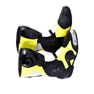 Bottes en cuir de moto pour hommes de qualité supérieure, couleur unique ODM, chaussures de moto antidérapantes, vente en gros, édition 2026 - Product Image 4