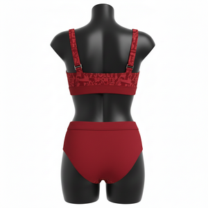 ชุดบิกินี่ผู้หญิง 230 GSM โพลีเอสเตอร์ สแปนเด็กซ์ สีแดง ซิปแบบแผง ลายกราฟิก สายรัดแบบหัวเข็มขัด โลโก้สั่งทำ ชุดบิกินี่ผู้หญิง - Product Image 4