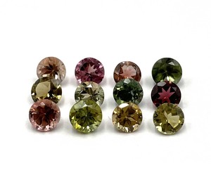 Pierre précieuse naturelle multi-tourmaline ronde taillée 5 mm, tourmaline facettée pour la création de bijoux, certifiée IGI - Product Image 4