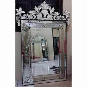 Modern Framed Wall <b>Mirror</b> with Ornate Metal Frame and Handmade Glass Design LED <b>Lighted</b> Decorative Home Accent - Product Image 1