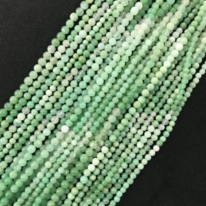 Perles rondes lisses en chrysoprase de qualité AA certifiées IGI 100% naturelles, 3mm-4mm, couleur vert pierre, Fire Vivaaz Gems Jaipur - Product Image 4