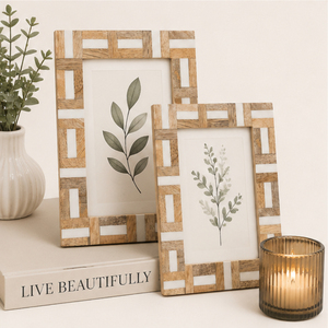 Luxury Design Mango Wood Photo <b>Frame</b> Resin Inlay <b>Picture</b> <b>Frame</b> Wholesale Boho Checkered Geometric <b>Border</b> Tabletop Home Decor - Product Image 6