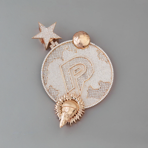 Rose Gold Plated Themed Pendant With Star And Dragon Design Crystal Rhinestone Inlay Vintage Style Unisex Charm - Product Image 3