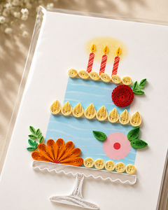 Carte de vœux artisanale personnalisée en papier, style quilling, pour anniversaire, colorée, de luxe, vente en gros, papeterie, fabrication de cartes cadeaux OEM - Product Image 6