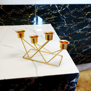 Juego de 4 Portavelas Cónicos de Hierro Dorados, Diseño Nuevo, Hechos a Mano, Duraderos, Decoración para el Hogar, Portátiles, para Navidad y Bodas - Product Image 6