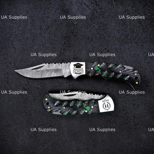 OEM ODM Folding Pocket Knife Carbon Steel Straight Edge Handmade Camping Survival Hunting Custom Sculpted Handle Manufacturer - Product Image 4