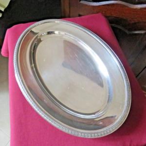 Oval Shape <b>Metal</b> Silver Dish Food Display Plate Beaded <b>Border</b> Design Tableware Use Brass Food Serving Oval Deep Bowl Handmade - Product Image 2