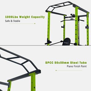 Home <b>Adjustable</b> 1000Lbs Capacity Power Cage Multi-Function Station Pullup Squat Fitness <b>Barbell</b> Gym Rack Comprehensive Home Gym - Product Image 4