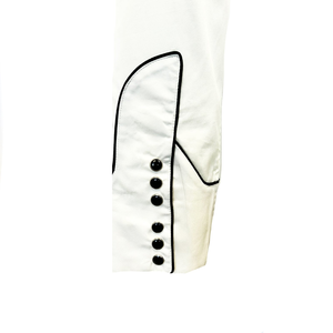 Camisa Western para Mujer, Color Crema, Cierre de Perlas, Ribete Estampado, Estilo Vaquero, Manga Larga, Bolsillo con Diseño de Dientes de Sierra, Retro, Personalizada - Product Image 2