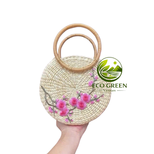 Bolso Tote de Paja Natural Hecho a Mano con Asas de Ratán, Decoración Floral Bohemia para Regalo de Vacaciones en la Playa - Product Image 3