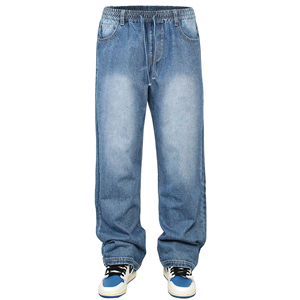Nouveau jean en denim personnalisé 2026 avec patch délavé à l'acide, coupe droite, ample et baggy, style streetwear, jambe large - Product Image 2