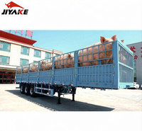 Jiyake Semi-remorques à ridelles latérales de haute qualité, bleu clair, 3 essieux, 60 tonnes, à pneus super simples, pour l'Afrique
