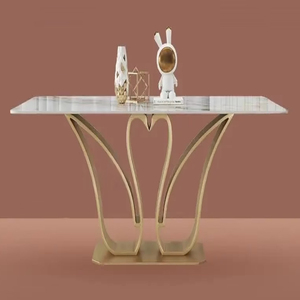 Unique New Design Metal Dining Table With <b>Marble</b> <b>Top</b> Dining Table 6 Seater - Product Image 1