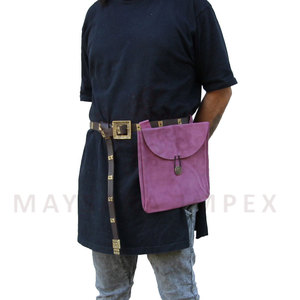 Nueva Bolsa de Cinturón Medieval Renacentista de Diseño Histórico, Elegante y Hecha a Mano, de Cuero de Gamuza Violeta, con Cierre de Latón, Venta al Por Mayor - Product Image 5