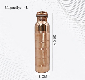 Bouteille d'eau en cuivre pur pour un usage quotidien, élégante bouteille en métal rose gold pour la maison, le bureau, les voyages et l'eau potable réutilisable - Product Image 3