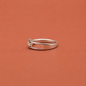 925 Sterling Silver <b>Open</b> Double Band Design Moissanite Minimalist Modern Design <b>Ring</b> For Women - Product Image 3