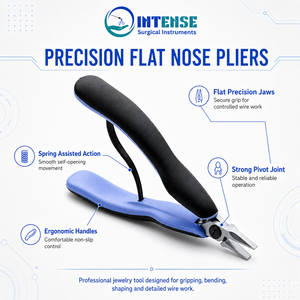 Alicates Profesionales de Punta Plana para Joyería, Acero Inoxidable, Herramienta de Precisión para Abalorios, Mango Ergonómico Antideslizante, INTENSE SURGICAL - Product Image 4
