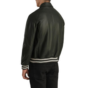 Veste en cuir de style bomber pour homme de qualité supérieure, fermeture éclair sur le devant, logo, vêtements d'extérieur, fournisseur en gros en ligne - Product Image 5