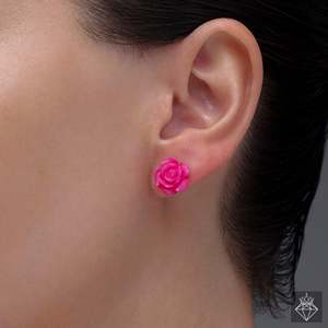 PRAO COMBO Rose Studs Aros de doble tono Colgantes abstractos-Pendientes de tuerca de moda con estilo - Product Image 2