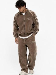 Conjunto Deportivo para Hombre, Sudadera con Cierre Completo y Bolsillo Frontal, Corte Regular, Ropa Deportiva Casual para Otoño, Color Lavado Ácido, Poliéster Mate - Product Image 3