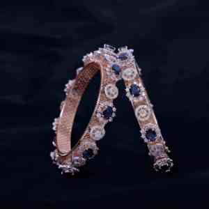 Designer 14K Rose Gold Diamond Pacheli <b>Bangle</b> 10.74 CT Oval Cut IJ SI IGI Certified Rhodium Finish Trendy Statement <b>Bracelet</b> - Product Image 4