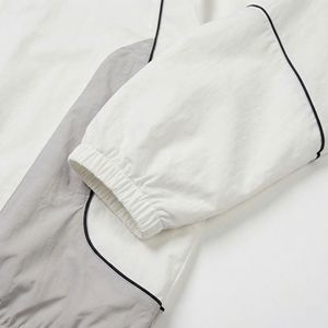 White & Grey Panelled <b>Zip</b>‑Front Track Jacket — Lightweight Unisex Windbreaker with Contrast Piping | OEM/ODM Private Label - Product Image 4