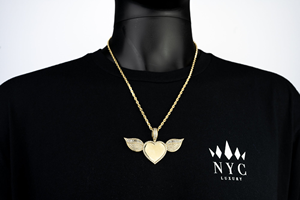 Colgante de Plata 925 con Forma de Corazón y Alas, Estilo Hip Hop, Personalizado con Foto, Colgante Iced Out, Colgante Bling para Raperos, Colgante de Propuesta de Matrimonio para Ella - Product Image 6