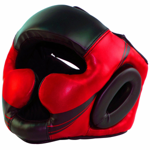 Casque de boxe en cuir PU, casque de protection sportif pour adultes, unisexe, rouge et noir - Product Image 2
