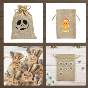 Sacs cadeaux en toile de jute naturelle avec cordon en jute et étiquettes artisanales - Product Image 5