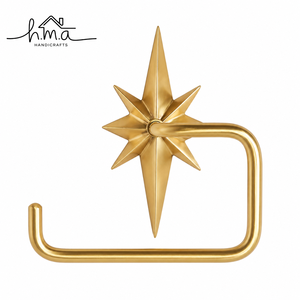 Gold Finish Brass Toilet Paper Holder Clover Shape Backplate with Curved Arm and Ball End Vintage Floral Design <b>Wall</b> Mount - Product Image 6