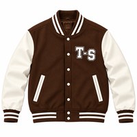 Veste universitaire personnalisée pour homme en laine et coton, col montant, logo brodé sur le devant, style streetwear, hiver
