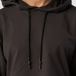 Hoodie court ample et léger personnalisé, lavable, avec coupe ajustée et effet usé, style streetwear pour femme, vente en gros - Product Image 5