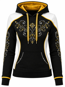 Sudadera con Capucha y Estampado de Diamantes de Imitación para Mujer, Sudadera de Manga Larga, Suave y Casual - Product Image 1