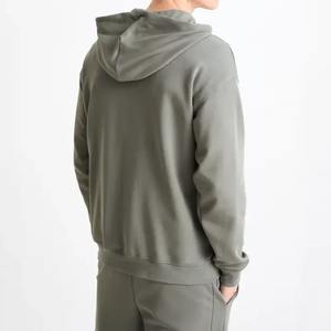 Sweat à capuche chauffant de haute qualité avec cordon de serrage, vente en gros, couleur unie vintage, broderie, pour hommes, coupe oversize - Product Image 2