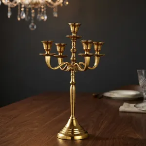 Candelabro de Aluminio Dorado de Cinco Brazos, Hecho a Mano, Resistente al Calor, Ecológico, para Decoración del Hogar, Bodas y Cumpleaños - Product Image 6