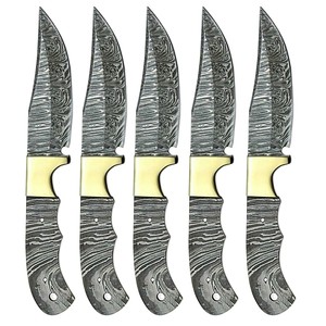 Lames brutes Skinner en acier Damas pour couteaux à lame fixe DIY, avec contreforts en laiton OEM, pleine longueur de lame, pour la fabrication de couteaux de camping et de chasse - Product Image 2