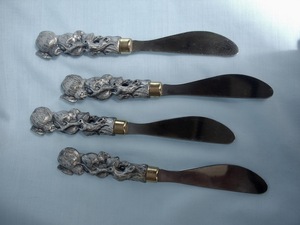 Sheepsfoot Butter <b>Knife</b> <b>Set</b> 4pc Straight Edge Carbon Steel Blade Ornate Handle Kitchen Utensil - Product Image 6
