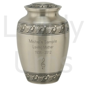 Feather Band <b>Urn</b> Pewter Extra <b>Large</b> Brass Cremation <b>Urn</b> Hand Engraved Satin Finish Funeral Memorial OEM ODM Factory - Product Image 3