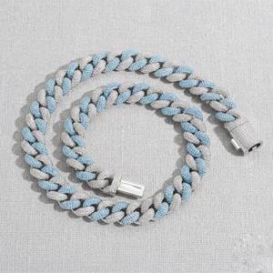 Unisex 925 Silver <b>Rope</b> <b>Chain</b> Necklace Hiphop Style Everyday Wear Light Blue and Gray Twisted Link Design Cuban <b>Chain</b> - Product Image 3