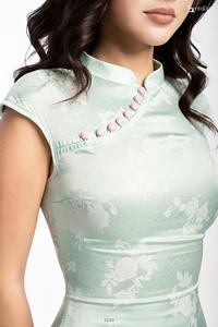 Wholesale Women's Modern Floral Brocade Cheongsam Maxi <b>Dress</b> with Side Slit ET3230 - Product Image 4