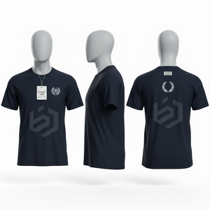 T-shirt à manches courtes pour homme, col rond, coupe classique, jersey en coton, couleur unie, logo personnalisé imprimé sur le devant - Product Image 3