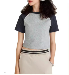 Crop T Shirt Cotton Casual Short Sleeve Fashion <b>Top</b> Crop T Shirt Oversized Streetwear Casual Tee Crop T Shirt Round Neck Summer - Product Image 5